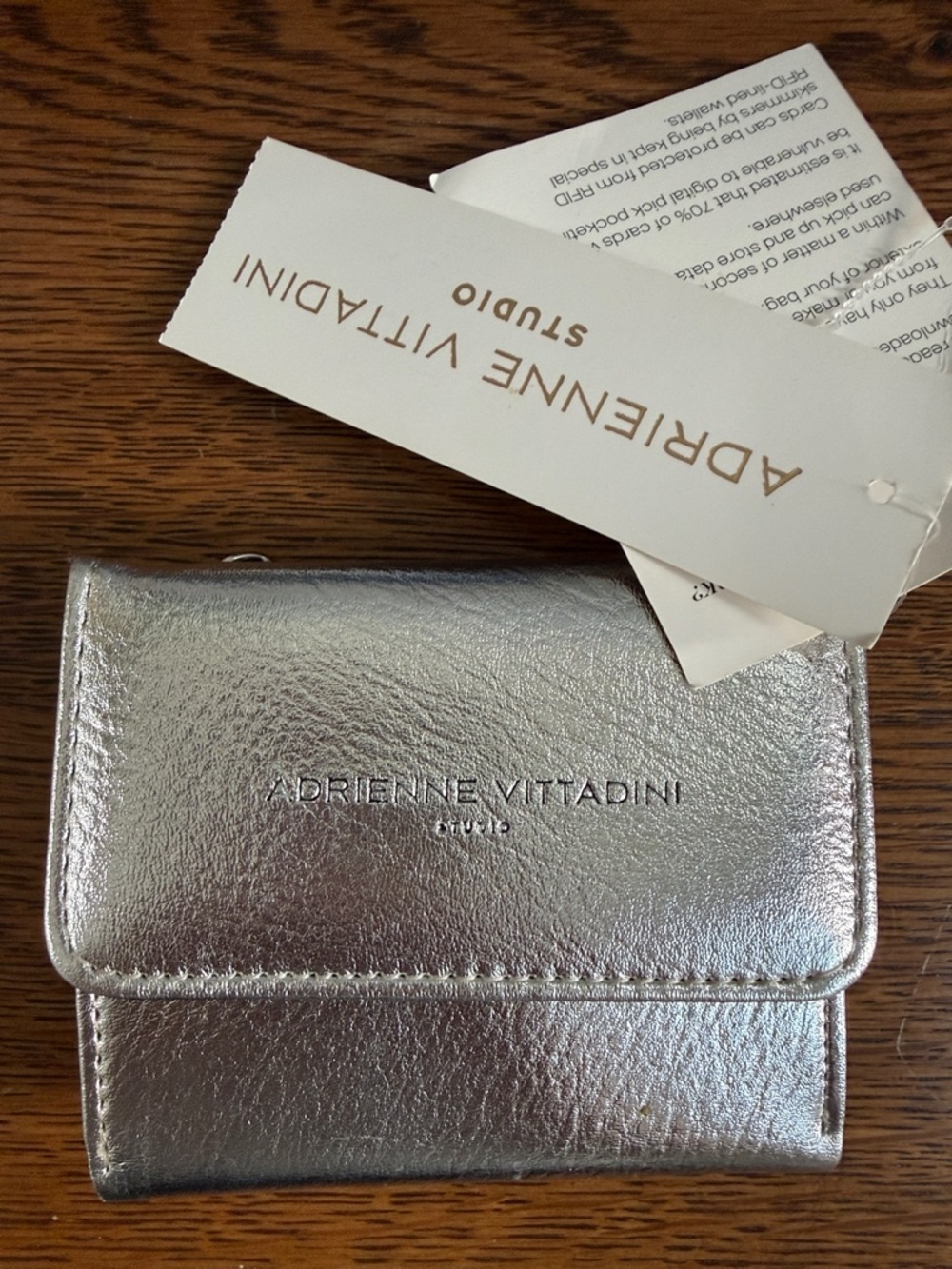 Adrienne Vittadini Silver Metallic Fold Wallet new with tags